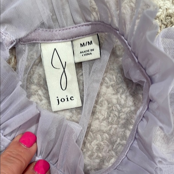 JOIE Lavender Tulle Ruffle Sleeve Blouse Sz M - Picture 5 of 5